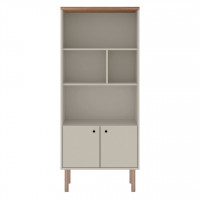 Manhattan Comfort 2LC1 Windsor Modern Display Bookcase Cabinet with 5 Shelves in Off White and Nature